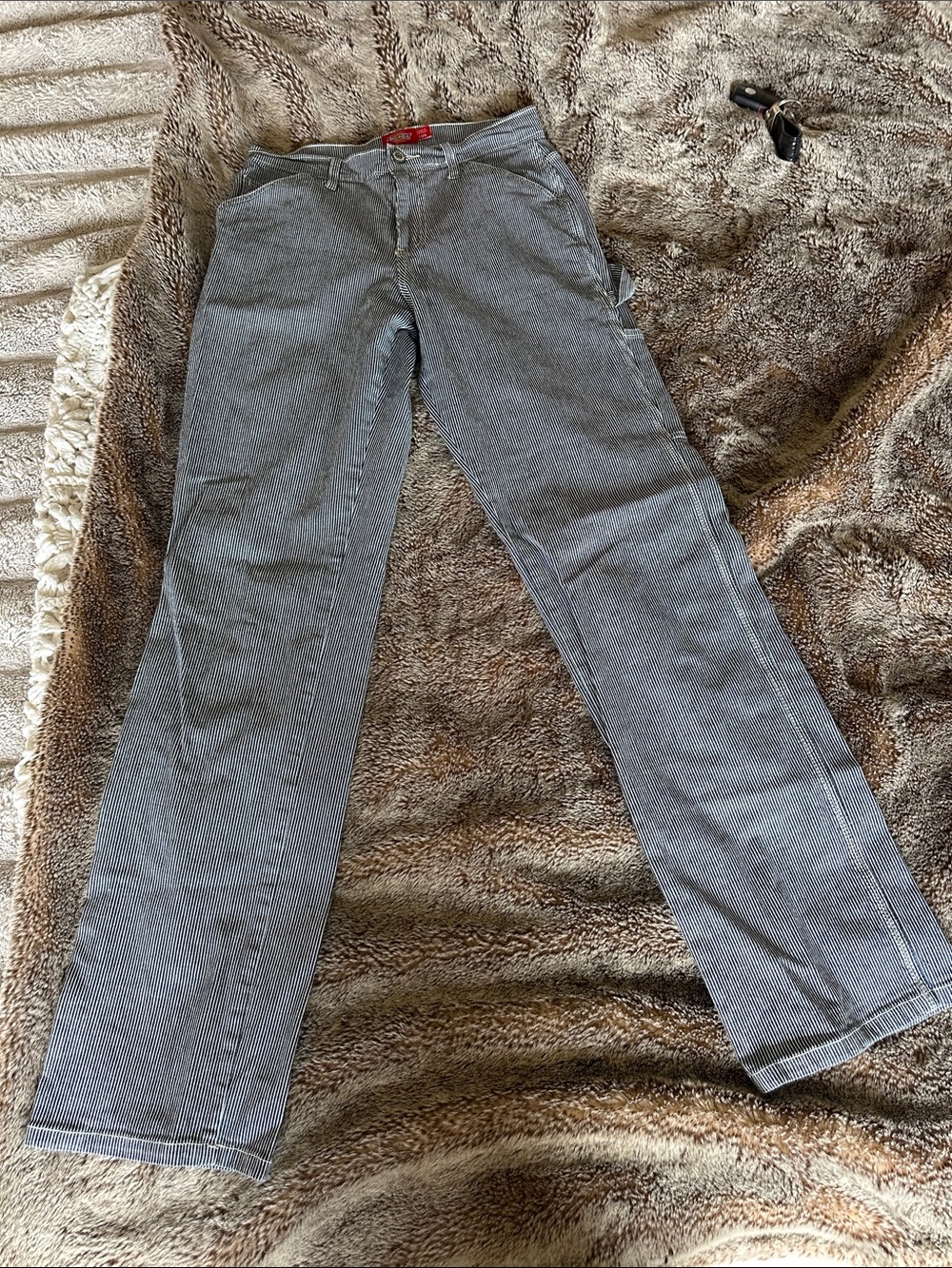 Dickies Women's Navy and White Pinstripe Cargo Pants